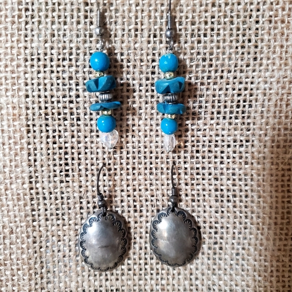 BOGO SALE Silver/ stone boho midi earings - Picture 2 of 4